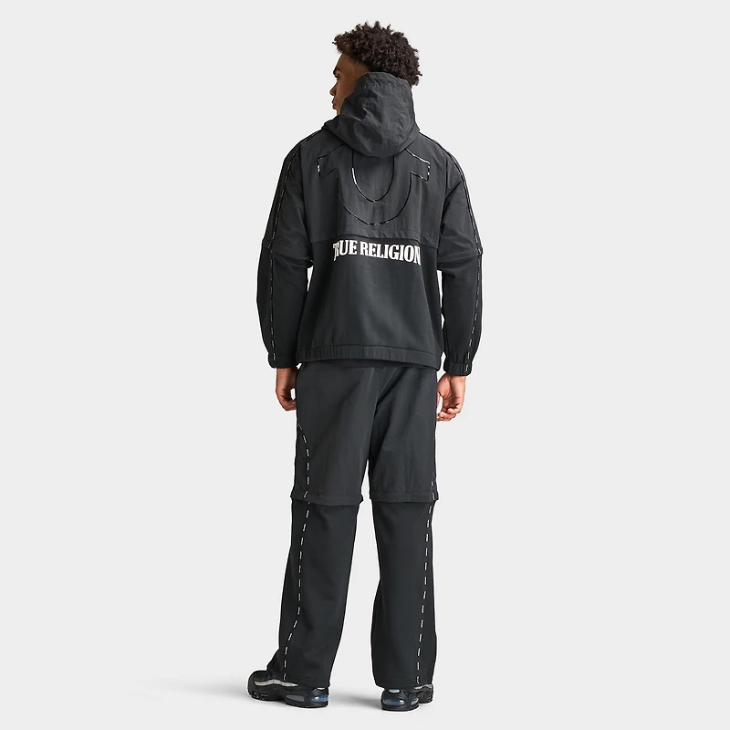 True Religion Nylon Fleece Zip Off Jacket / Jet Black