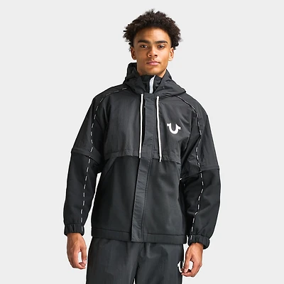 True Religion Nylon Fleece Zip Off Jacket / Jet Black