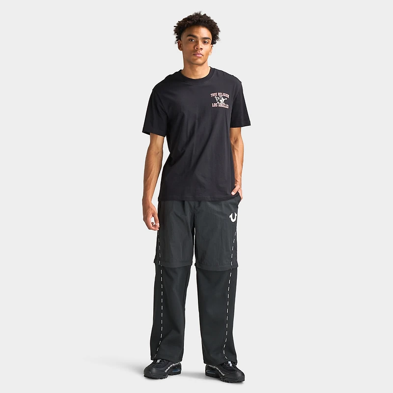 True Religion Nylon Fleece Zip Off Sweats / Jet Black