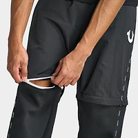 True Religion Nylon Fleece Zip Off Sweats / Jet Black