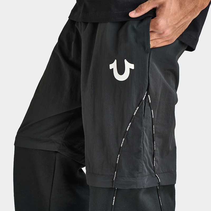 True Religion Nylon Fleece Zip Off Sweats / Jet Black