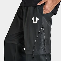 True Religion Nylon Fleece Zip Off Sweats / Jet Black