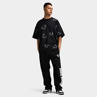 True Religion WAVY LOGO FLATLOCK SWEATS / Jet Black