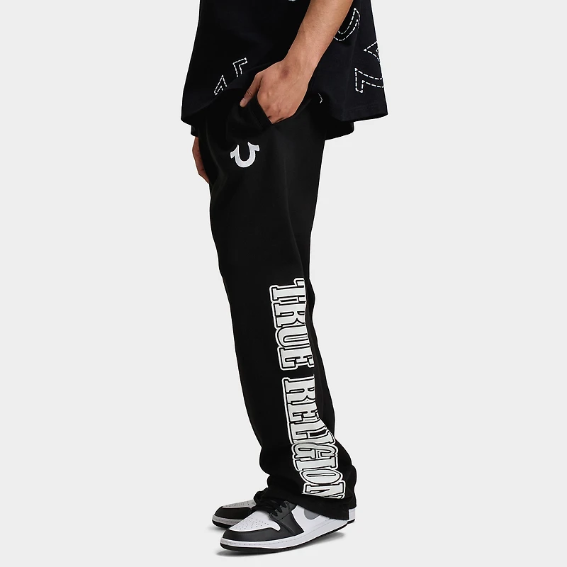 True Religion WAVY LOGO FLATLOCK SWEATS / Jet Black