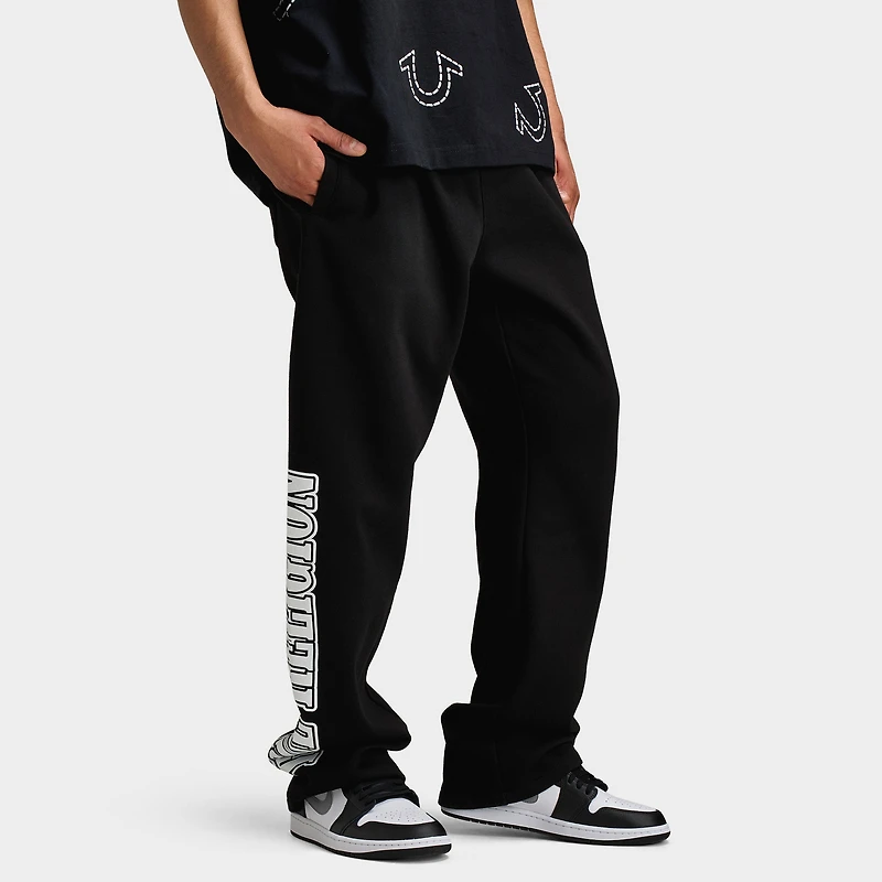 True Religion WAVY LOGO FLATLOCK SWEATS / Jet Black