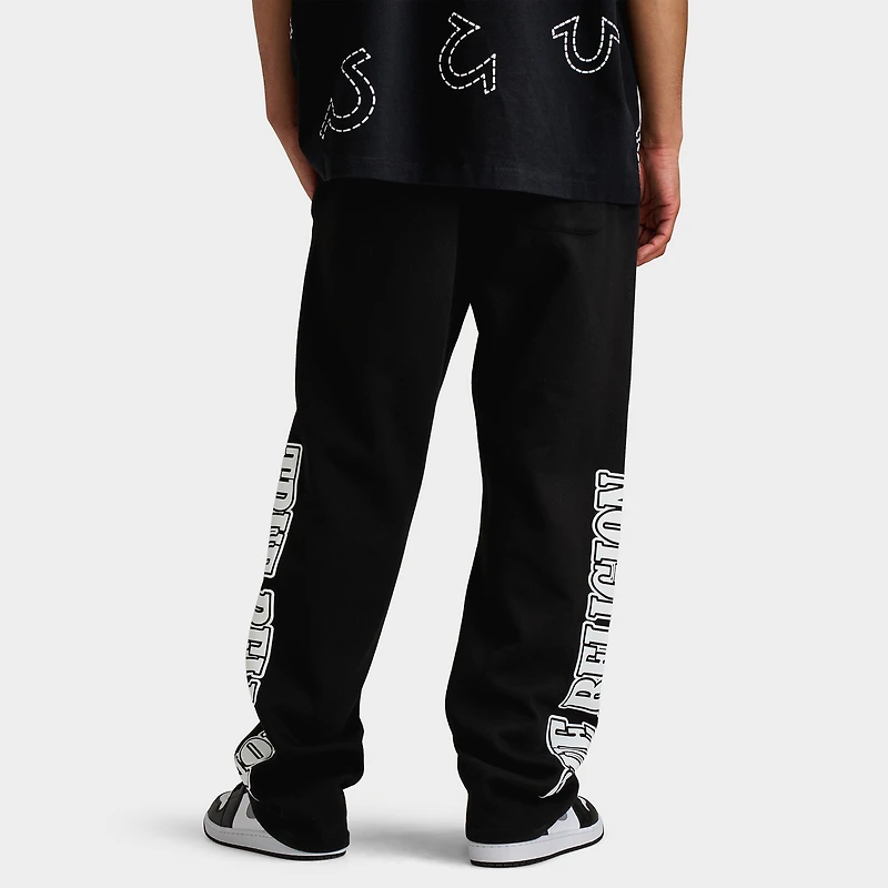 True Religion WAVY LOGO FLATLOCK SWEATS / Jet Black