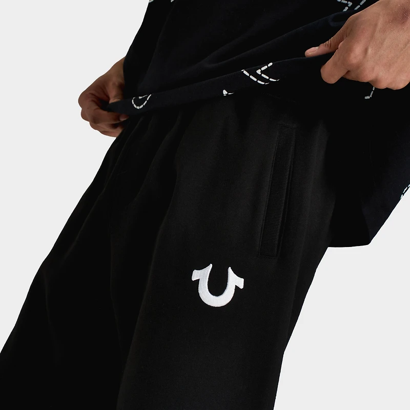 True Religion WAVY LOGO FLATLOCK SWEATS / Jet Black