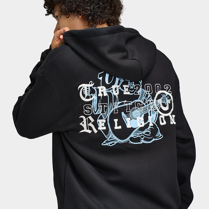True Religion Chandail à Capuche Zippé avec Logo Bouddha / Noir