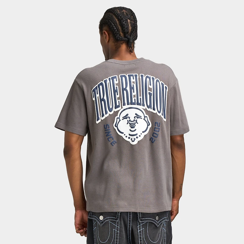 True Religion T-shirt Henley en maille Bouddha / Gris Granit