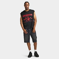 True Religion Bobby Big T Flap Shorts / Deep Silence Black Wash