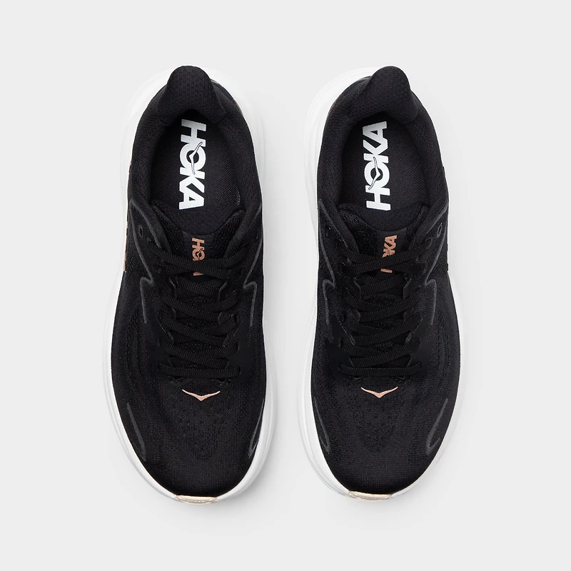 Hoka Women's Clifton 10 Black / White - Rose Gold