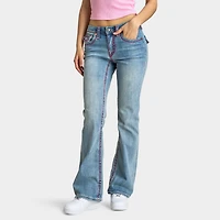 True Religion Women's Becca Mid Rise Bootcut Flap Sup T / California Poppy