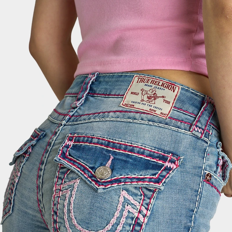 True Religion Women's Becca Mid Rise Bootcut Flap Sup T / California Poppy