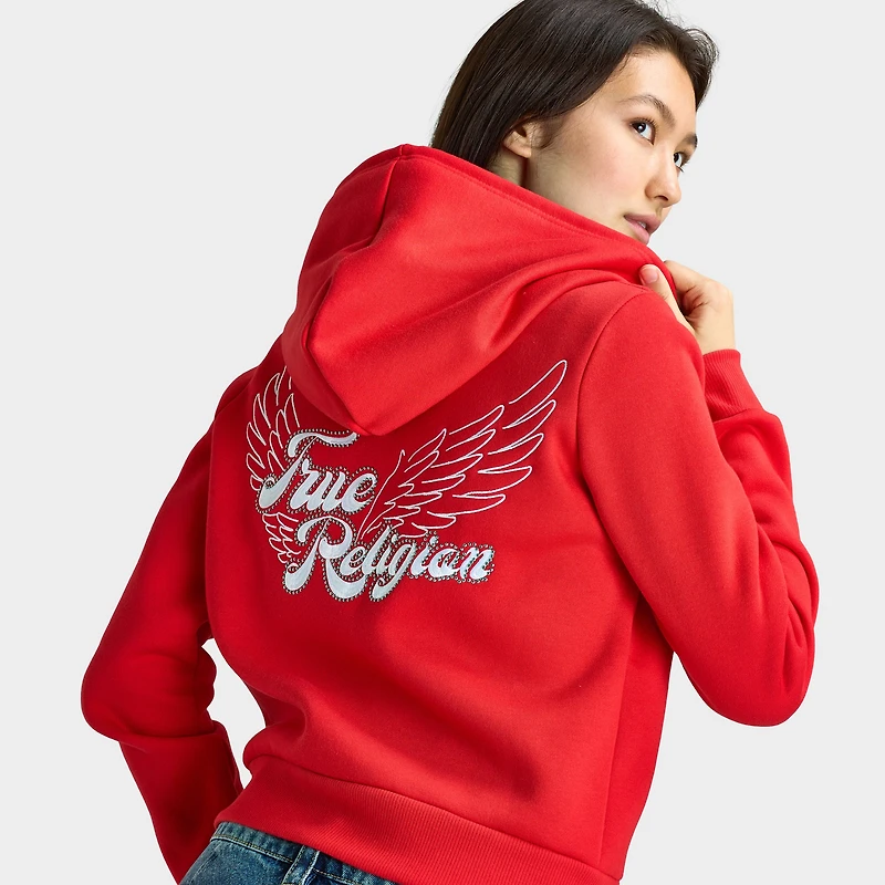 True Religion Crystal Wing Classic Zip Hoodie / Flame Scarlet