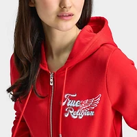 True Religion Crystal Wing Classic Zip Hoodie / Flame Scarlet