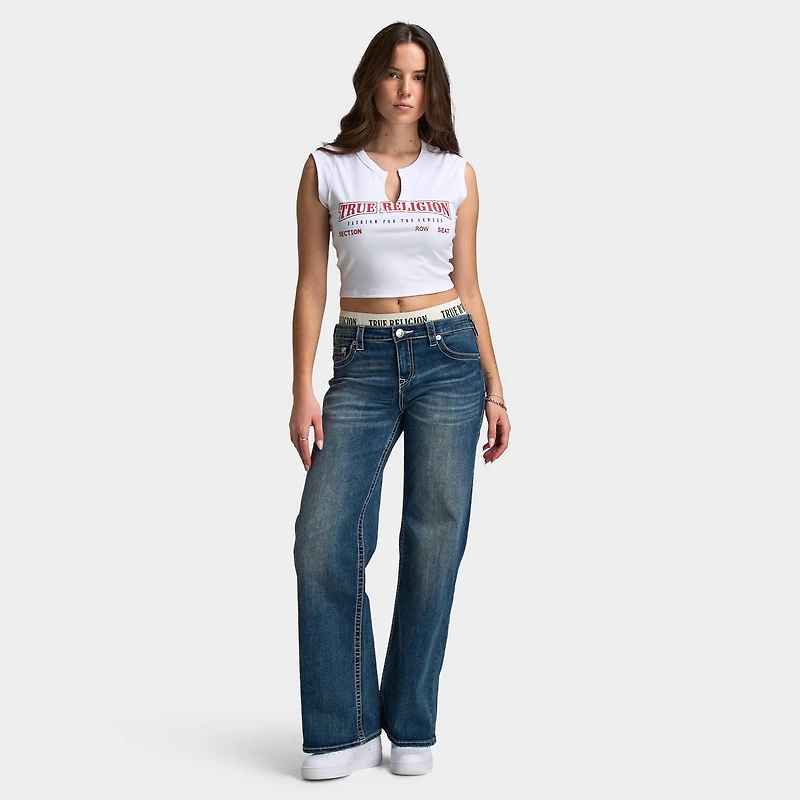 True Religion Jean bouffant Bobbi à taille élastique pour femme / Bleu