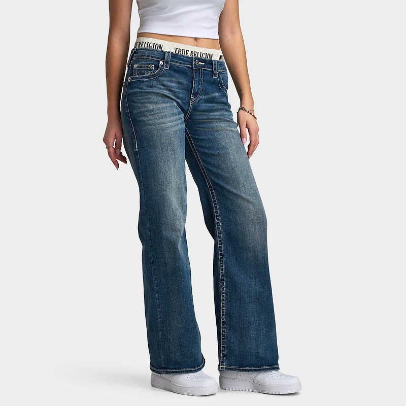 True Religion Jean bouffant Bobbi à taille élastique pour femme / Bleu