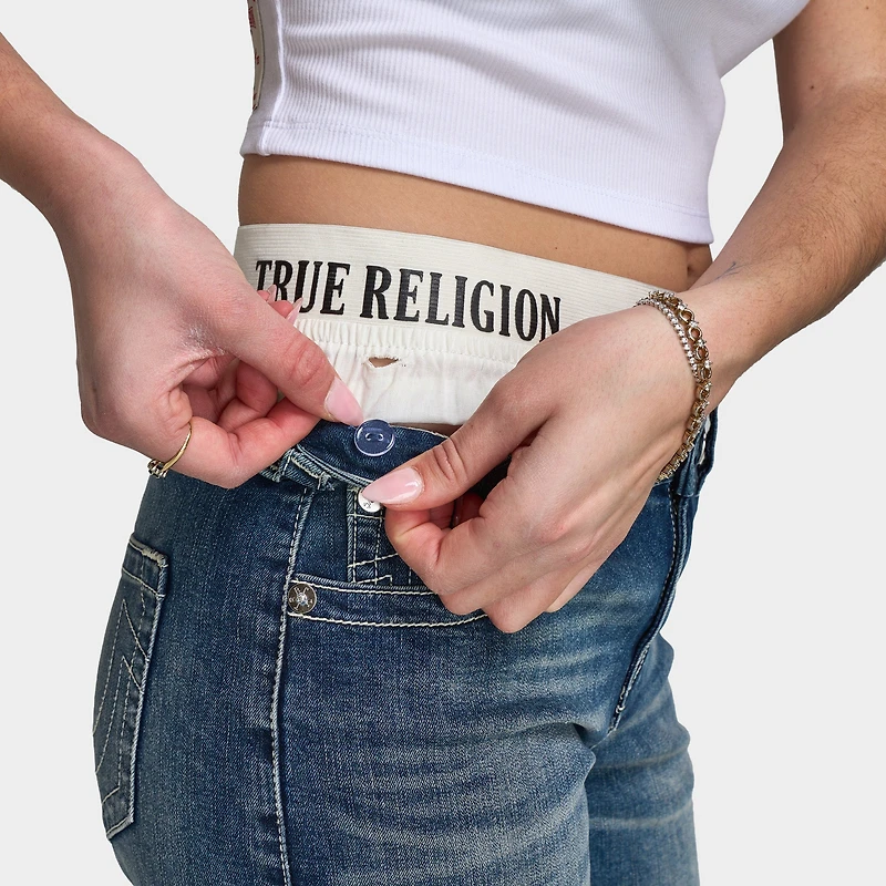 True Religion Jean bouffant Bobbi à taille élastique pour femme / Bleu