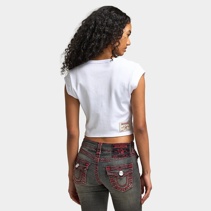 True Religion Women's Anniversary Notched Rib Tee / White