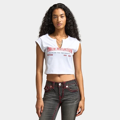 True Religion Women's Anniversary Notched Rib Tee / White