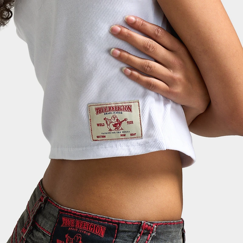 True Religion Women's Anniversary Notched Rib Tee / White