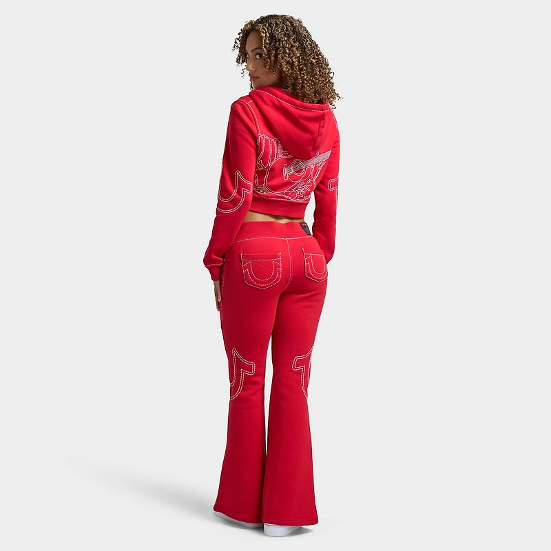 True Religion Women's Anniversary Big T Shrunken Hoodie / Scarlet Sage