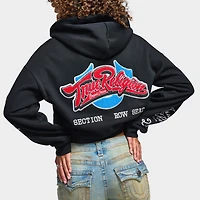True Religion Women's Crystal Patched Zip Hoodie / Jet Black