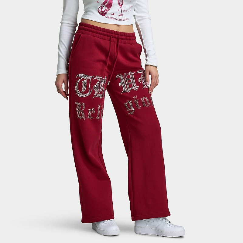 True Religion Pantalon large Crystal pour femmes / Rhubarbe