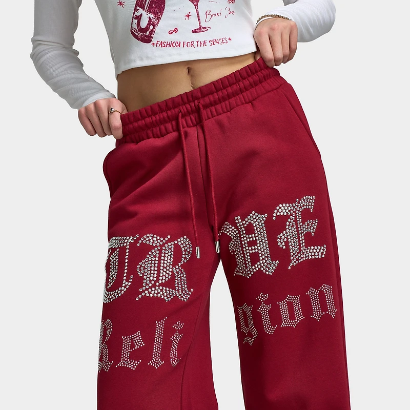 True Religion Pantalon large Crystal pour femmes / Rhubarbe