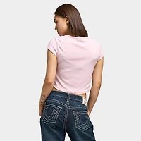 True Religion Women's Lace Up Cap Sleeve Rib Top / Fairy