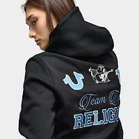 True Religion Women's Embroidered Shrunken Full Zip Hoddie / Black