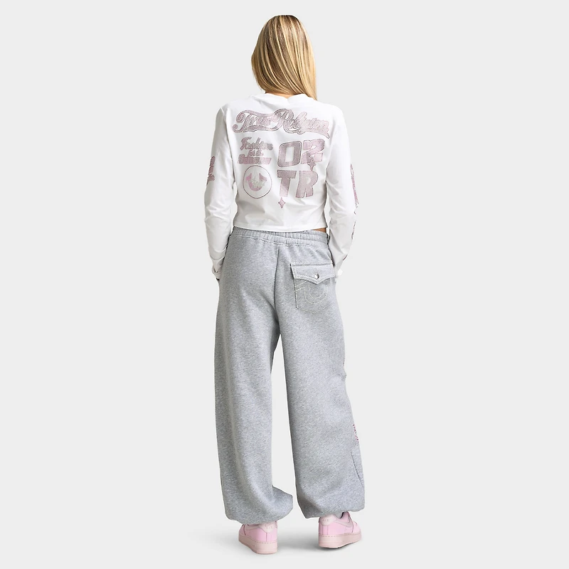 True Religion Haut court à manches longues sportif Crystal blanc / rose