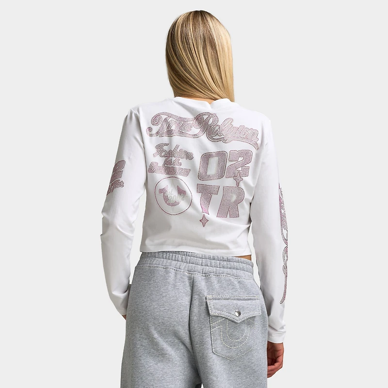 True Religion Haut court à manches longues sportif Crystal blanc / rose