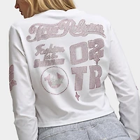 True Religion Haut court à manches longues sportif Crystal blanc / rose