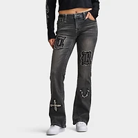 True Religion Women's Applique Becca Mid Rise Bootcut / Lush Glow