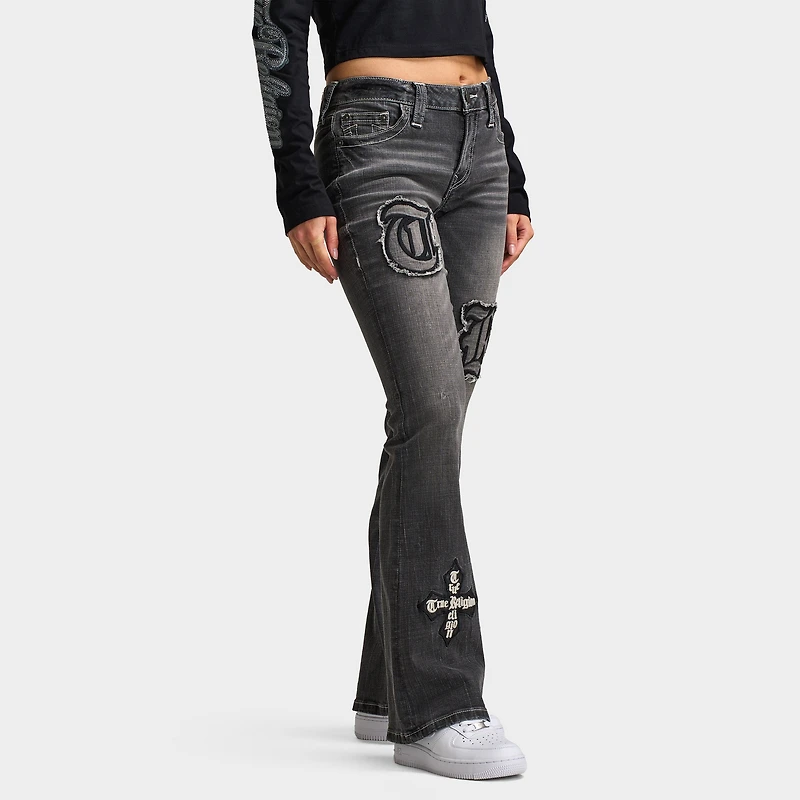 True Religion Women's Applique Becca Mid Rise Bootcut / Lush Glow