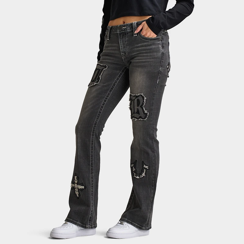 True Religion Women's Applique Becca Mid Rise Bootcut / Lush Glow