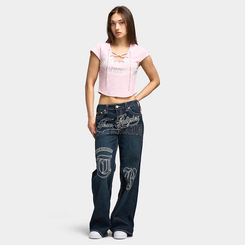 True Religion Femmes Jean Bobbi Baggy Big T Brodé / Ice Meadow