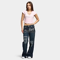 True Religion Femmes Jean Bobbi Baggy Big T Brodé / Ice Meadow