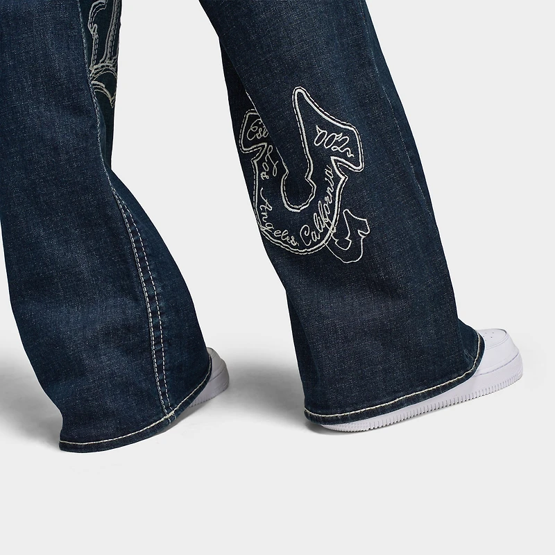 True Religion Women's Embroidery Bobbi Baggy Big T Jeans / Ice Meadow