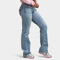 True Religion Femmes Jean Becca Taille Mi-Haute Coupe Bootcut Super T Flap / Champagne Glow
