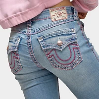 True Religion Women's Becca Mid Rise Bootcut Super T Flap / Champagne Glow