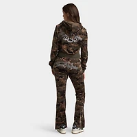 True Religion Women's Velour Shrunken Hoodie / Brown Camo