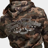 True Religion Femmes Chandail à capuchon Rétréci en Velours / Motif camouflage Brun