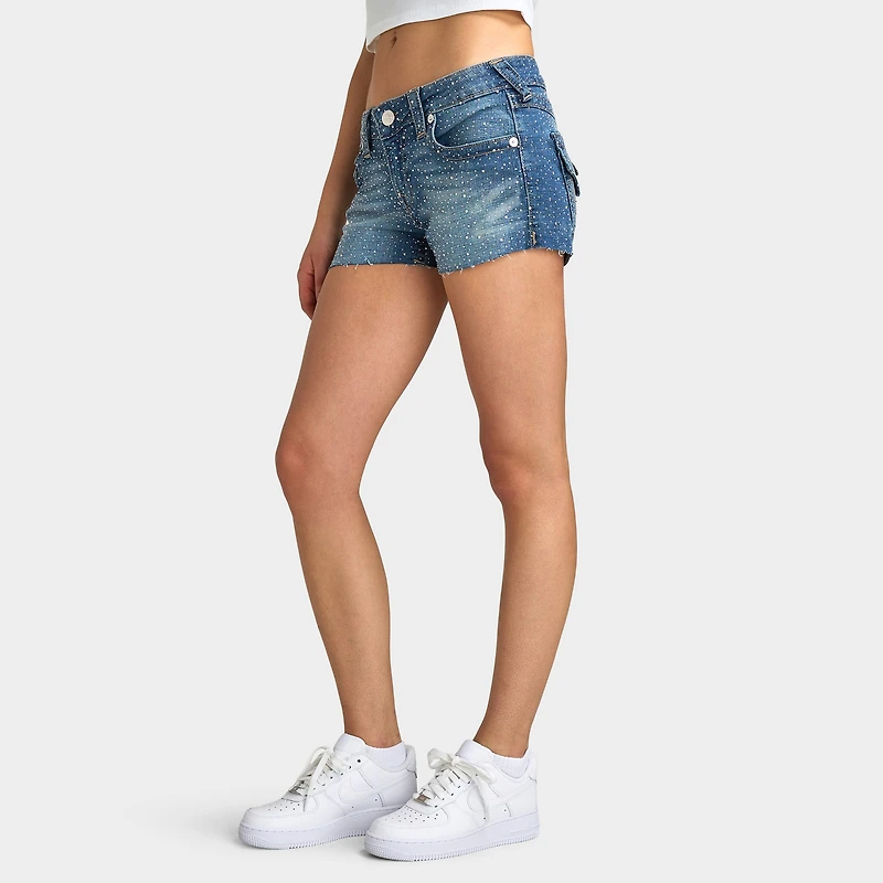 True Religion Crystal All Over Joey LR Cut Off Short Flap / Sugar Swirl