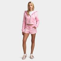 True Religion Embroidered Tiger Shrunken Zip Hoodie / Orchid Pink