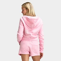 True Religion Chandail à Capuche Zippé Brodé Tigre / Rose Orchidée