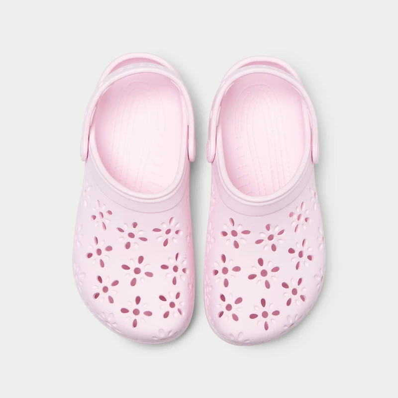Crocs Women's Classic Floral Cut Out Clog / Pink Milk