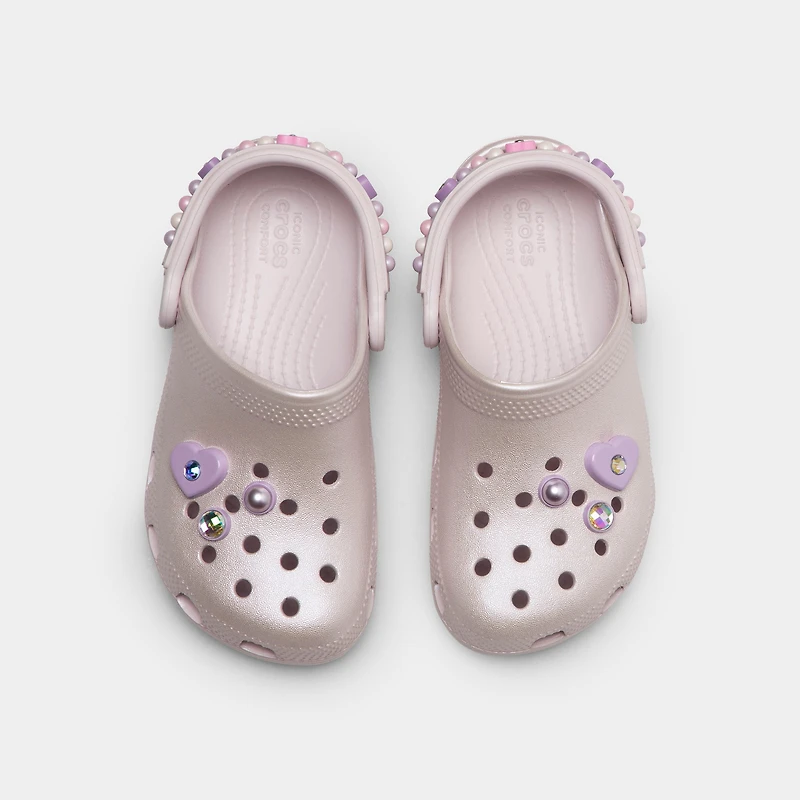 Crocs Kids' Classic Pearls and Heart Shine Clog / Grape Ice