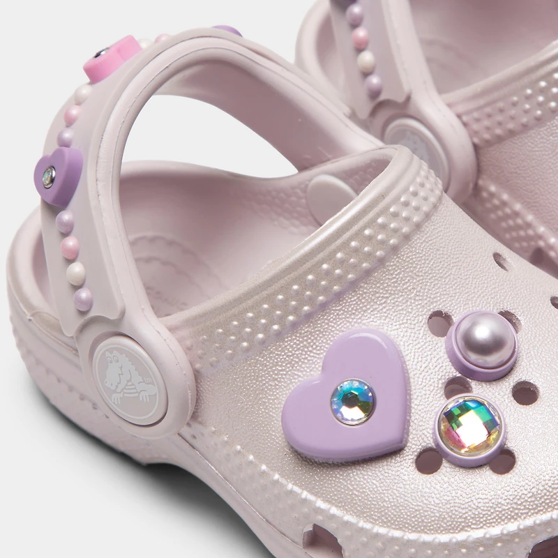 Crocs Sabots classiques avec perles et cœur brillants pour bébés / raisin